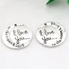 Hot ! 100pcs Antique Silver Alloy I Love You To The Moon & Back Charms DIY Jewelry 19 x 20mm