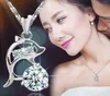 2016 Fashion Romantic Dolphin Love pendant necklace Hot sale 6 styles women crystal necklace Jewelry Choker chain Love Gift