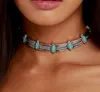 Femme Collier Femme Thai Silvermynt Bohemian Turquoise Pendant Colar Statement Halsband Choker Halsband Vintage Smycken För Kvinnor DHN336