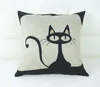 1 x Vintage Cushion Case Cat Kitty Composite Linen Throw Pillow Cover 42x42cm