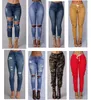 jeans a vita alta da donna di nuovo stile moda sexy Jeans strappati a tutta lunghezza Skinny per pantaloni slim jeans da donna