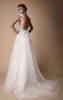 Sexy A Linha De Vestidos De Casamento Frete Grátis V Decote Floral 3D Applique Side Dividir Até O Chão Vestidos De Noiva Custom Made Vestido De Noiva