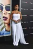 2019 Evening Pants Outfits White Plus Size Pants Suit Strapless Sleeveless Ruched Chiffon Celebrity Red Carpet Pant Flowing Dress 6017456