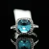 Imitation Rhodium Plated Unisex Rings med en stor fyrkantig stenring Kvinnor ring bröllop smycken 204p
