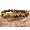 SN0635 Top vente en gros bracelet en pierre d'oeil de tigre avec tête de lion or bracelet extensible en pierre naturelle pour homme