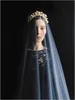 Voile de mariage cathédrale bleu marine de 3 mètres, 70CM, fard à joues, avec peigne en métal, longueur personnalisée, couleur, accessoires de mariage7725852