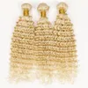 9A Grade Blonde Deep Wave Menschenhaarverlängerungen # 613 Platin Blonde Deep Curly Brasilianisches Menschenhaar-Einschlag-Haar-Haar-Haar-Bündel