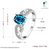 Gorąca sprzedaż Full Diamond Moda Double B z kamieniem 925 Silver Ring StPR048D Brand New Light Blue Gemstone Sterling Posrebrzane Palce