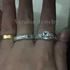 Vecalon Vintage Luxury Smycken Kvinnor Ring Princess Cut Simulerad Diamond CZ 925 Sterling Silver Bröllop Band Ring Set för kvinnor