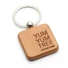 NEW AVRIVAL!200X Keychains Engraving Wooden Key Ring Square Blank Key Chain 1.55''*1.55'' Free shipping #KW01F