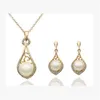 Pearl Jewelry Sets Pearl Pendant Necklace Set Gold Plated Pearl Diamond Jewelry Sets Necklace Stud Earrings