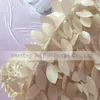 1PCS 3D Ruffled Cream Leaf Shape Taffeta Table Cloth 132'' Round For 80CM Cocktail Cover Decoration