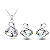 18K Золотая серебряная серебряное лебедь австрийское хрустальное ожерелье серьги серьги ювелирных изделий для женщин оптом цена