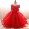 Wholesale- Amazing Toddler Girls Christening Gown Newborn Baby Girl Dress Sweet Wedding Party Tutu Birthday Dress Baby Boutique Clothing