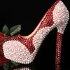 Zapatos de tacón alto hechos a mano con cuentas de cristal y diamantes de imitación para mujer, zapatos de noche nupciales para mujer, zapatos de dama de honor para fiesta de graduación