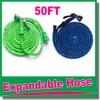 Wysokiej jakości 50FT chowany wąż / rozszerzalny wąż ogrodowy niebieski zielony kolor szybki złącze wąż wodny z pistoletem wodnym OM-D9