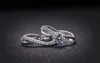 Vecalon 2016 Fashion Engagement Wedding Ring Set för Kvinnor 1CT Simulerad Diamond CZ 925 Sterling Silver Kvinna Band Ring R200