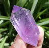 5 Stück lila Edelsteinspitze, natürlicher Amethyst-Kristall, Quarz, kleiner doppelter spitzer Zauberstab für Geschenkheilung
