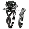 Vecalon fashion New Wedding Band Ring Set for Women 3ct Black Cz diamond 10KT Black Gold Filled Female Party Finger ring