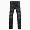 Herenjeans Mode buitenlandse handel lichtblauw zwarte jeans broek motorfiets biker mannen wassen om de oude vouw te doen Broek Runway Denim