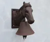 Żelazo Ozdobny Koń Koń Głowa Dzwonek Dzwonek Ozdoby Ozdoby Ozdoby Rustykalne Domek Patio Farm Country Barn Stable Handbell Dekoracja Antique Brown