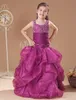 Güzel Üzüm Askıları Organze Boncuk A-Line Çiçek Kız Elbise Kızın Pageant Elbiseler Prenses Tatil Etek Özel Boyut 2-14 H907040