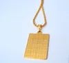 Faith Solid Gold Filled 24K rope Chain Square Pendant Jewelry 600mm267U