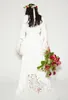 Simple Bohemian Counrtry Wedding Dresses Long Sleeves Deep V Neck Floor Length Summer Boho Hippie Beach Western Bridal Wedding Gown 2019