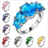 Moda 925 Sterling Silver Blue Fire Opal Moda Biżuteria Pierścień Obrączka Biżuteria