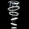 5 koło pierścień Nowoczesny minimalistyczny penthouse podłogowy salon LED K9 Kryształowe żyrandole kreatywne willa Długie okrągłe schody światła