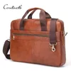 2017 CONTACT'S Business Genuine Leather Men Briefcase Cowhide Men's Messenger Bags 14" Laptop Business Bag Luxury Lawyer Handbag Briefcases