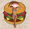 Round Yoga Mat Picnic Blanket Pizza Hamburger Donut Polyester Beach Shower Towel Blanket Free Shipping B