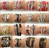 16 estilos de couro criativa asas Wraps pulseira amor da coruja Charme multicamadas Trançado pulseiras para homem mulher moda jóias em massa