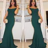 Wholesale African Sexy Off Shoulder Hunter Prom Dresses Evening Wear Teal Green Pleats Mermaid Formal Party Gowns Arabic Custom Made