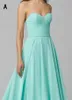 Teal Mint Groene Lange Chiffon Bruidsmeisjes Jurken Zomer Strand Bruiloft Jurken Ruched Robe de Soirée Plus Size Avondjurk