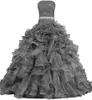 2020 Hign qualité jolie robe de bal robe de Quinceanera perlée à volants longueur de plancher à lacets Sweet 16 robe occasion spéciale robes de bal