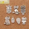 3D Bird Owl Charms Pendants Fashion 100pcs/lot 7styles Tibetan Silver Fit Bracelets Necklace Earrings Jewelry DIY LM40