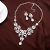 2022 Mode Crystal Verstelbare Bridal Sieraden Sets Bruiloft Rhinestone Ketting Oorbellen Sieraden Set Goedkope Bruiloft Accessoires