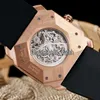 Nowy Styl 6 Styl Octo Finissimo Tourbillon 102719 Szkielet Automatyczny Zegarek Różowy Złoty Gumowy Pasek Wysokiej Jakości Gent Nowe zegarki