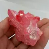 85g natural aura angel quartz crystal cluster plating pink crystal Stone cluster reiki healing as gift