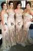 Sirène robes de demoiselle d'honneur Spaghetti Stracts Appliques de dentelle Perles transparentes pour le mariage plus taille robe de fête Gme d'honneur Robes 403