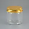 30 pc / lote 200ml recarregável transparente plástico jarro cosmético garrafa de ouro ouro preto bronze lid de alumínio 7oz creme recipiente fábrica atacado