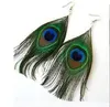 Peacock Feather Pierced Earrings National Style Real Animal Feather selling Fashion Earing Punk Feather Earrings Dangle