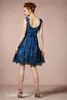 Vintage Royal Blue Bridesmaid Dress Modest Short Backless Wedding Party Gown Formell Maid of Honor Dress