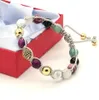 Perles en pierre naturelle de 9mm, 10 pièces/lot, Micro pavé bleu Cz, tressé, Bracelet en macramé, cadeau pour femmes et filles, vente en gros