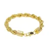 Pulseira banhada a ouro real e prata para homens, itens da moda, 10mm, 22cm, corda, pulseiras, joias292n