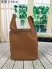 Cesta de comida de cuero superior para ama de casa, últimas compras, bolsos informales de cuero de vaca, bolsas duraderas de gamuza en el interior, 18x22cm, envío de fábrica 299J