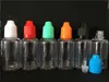 Pet şişeleri temiz 5ml 10ml 15ml 20ml 30ml 50ml 50ml Şeffaf Plastik Damlalı İğne Şişesi EY CIG Vape Yağları için Çocuk Geçirmez Kapakları Sıvı Eliquid Depolama Ambalaj