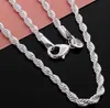 925 srebro naszyjnik łańcuchy 3MM 16-30 cali całkiem ładny modny urok Rope Chain naszyjniki biżuteria DIY akcesoria