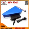 Triangle shape 1000W Electric Bicycle Battery 48V 30Ah with battery bag built in Samsung cell 30A BMS + 2A Charger FREE SHIPPING